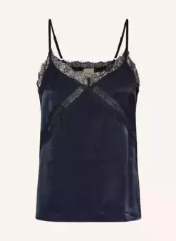 Атласный топ с кружевом Rouge Vila, синий