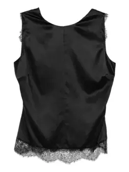 Атласный топ с кружевом TOM FORD, черный