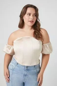 Атласный топ с открытыми плечами больших размеров Forever 21