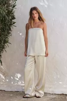 Атласный топ с открытыми плечами ZARA, цвет Cava