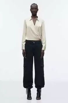 Атласный топ с переходами ZARA, экру