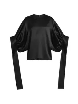 Атласный топ с рукавами-вкладышами Jw Anderson, черный