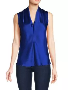 Атласный топ с V-образным вырезом Renee C., цвет Royal Blue