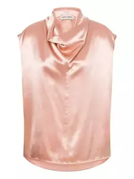 Атласный топ с воротником-хомутом Alberta Ferretti, розовый