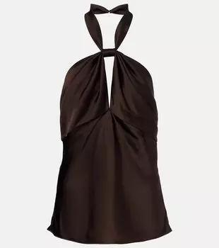 Атласный топ с вырезом и бретелями-хомут Tom Ford, Deep Brown