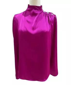 Атласный топ с высоким воротом и пуговицами, украшенный стразами, розовый Joie