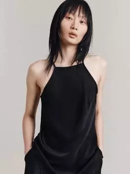 Атласный топ с высоким воротом от джульетты Ghost, черный