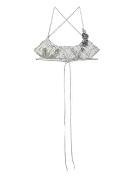 Атласный топ с жатым эффектом Blumarine, серый