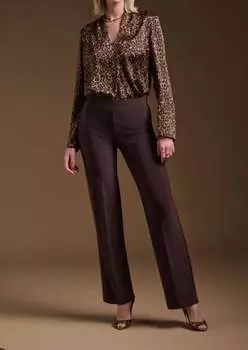 Атласный топ с животным принтом бежево-черного цвета Joseph Ribkoff