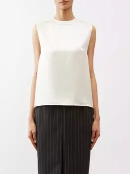 Атласный топ Saint Laurent, белый