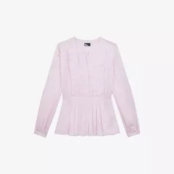 Атласный топ со складками и V-образным вырезом The Kooples, розовый