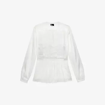 Атласный топ со складками и V-образным вырезом The Kooples, экрю