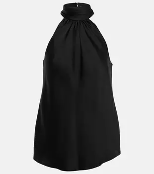 Атласный топ Thea с вырезом халтер Simkhai, черный