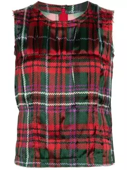 Атласный топ в клетку в клетку Comme Des Garons, красный