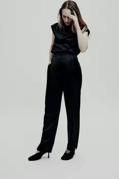 Атласный топ ZARA, черный