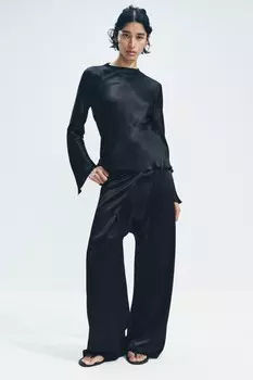 Атласный топ ZARA, черный