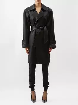 Атласный тренч с поясом Saint Laurent, черный