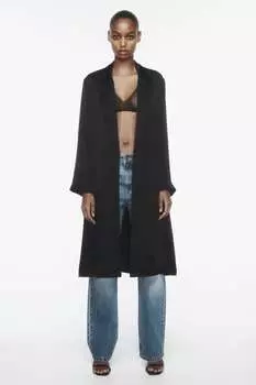 Атласный тренч ZARA, черный