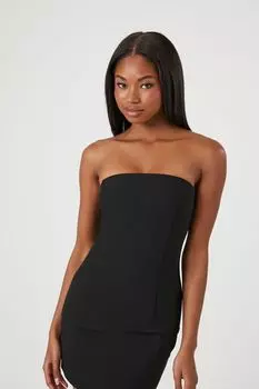 Атласный удлиненный топ-труба Forever 21, черный