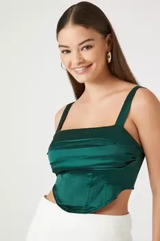 Атласный укороченный топ-бюстье Forever 21, зеленый