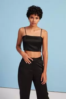 Атласный укороченный топ премиум-класса, черный VATKALI