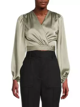 Атласный укороченный топ Renee C. с запахом, lavender