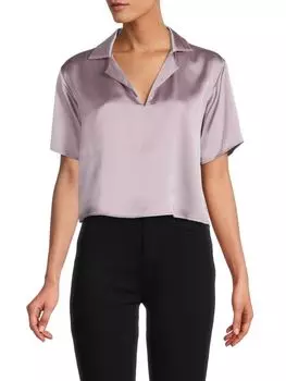 Атласный укороченный топ с воротником Renee C., цвет Dusty Lavender