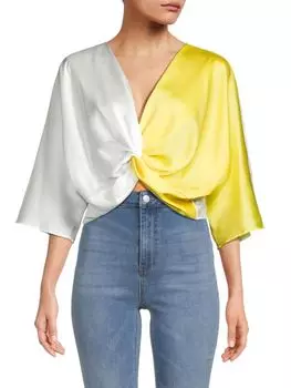 Атласный укороченный топ с закрученной передней частью Renee C., белый