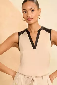 Атласный жилет из джерси спереди с v-образным вырезом на спине Love & Roses, белый