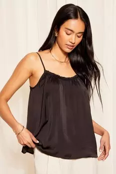 Атласный жилет на бретельках с оборками по краям Friends Like These, черный