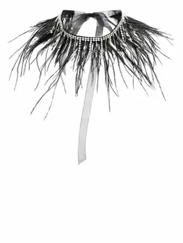 Atu Body Couture колье с кристаллами и перьями, черный