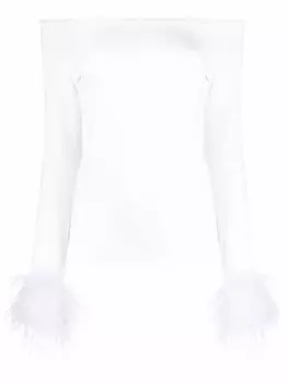 Atu Body Couture топ с открытыми плечами и перьями, белый