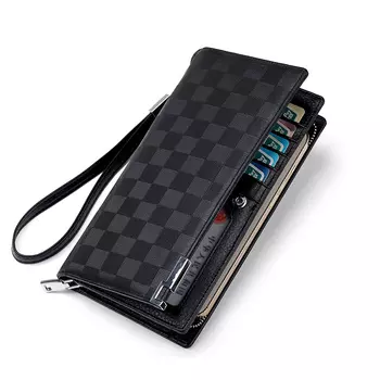 AUGTARLION Кошелек из коровьей кожи с зажимом для денег, мужской, черный