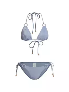 August блестящее бикини с завязками-кольцами Zimmermann, синий