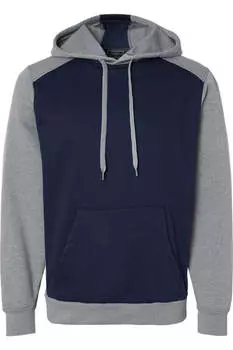 Augusta Sportswear Eco Revive Трехсезонная флисовая толстовка с капюшоном Triblend, цвет navy/ grey heather