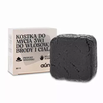 Auna Мыло 3 в 1 с активированным углем для мужчин для волос, бороды и тела, 80 г