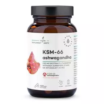 Aura Herbals, Корень Ашваганды KSM-66 200 мг, 120 капсул. Inna marka