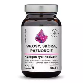 Aura Herbals, Рыбий коллаген NatiCol для волос, кожи, ногтей, 800 мг — 60 капсул