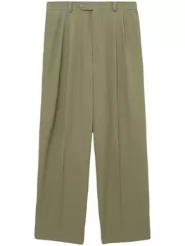 Auralee шерстяные брюки со складками, зеленый