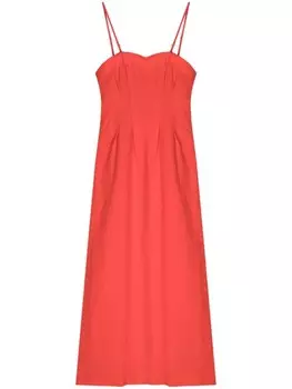 Auralee твидовое платье мини с квадратным вырезом, красный