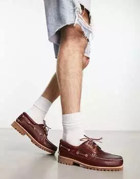 Аутентичные классические туфли-лодочки Timberland с 3 люверсами из бордовой натуральной кожи