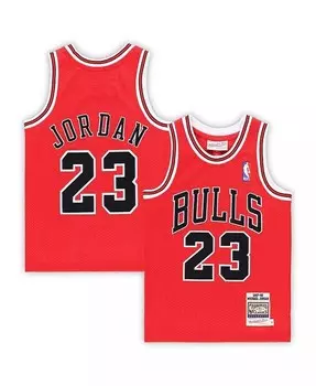 Аутентичный джерси Майкла Джордана Ред Чикаго Буллз для мальчиков и девочек дошкольного возраста 1997/98 года из твердой древесины Mitchell & Ness, красный