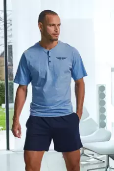 AUTHENTIC LE JOGGER Shorty "пижама мужские" (2 шт., 1 шт.), с планкой на пуговицах, синий