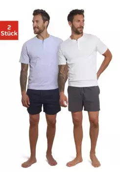 AUTHENTIC LE JOGGER Shorty (упаковка, 4 шт., 2 шт.), с планкой на пуговицах по горловине, темно-синий