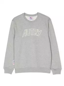 Autry logo-print cotton sweatshirt, серый
