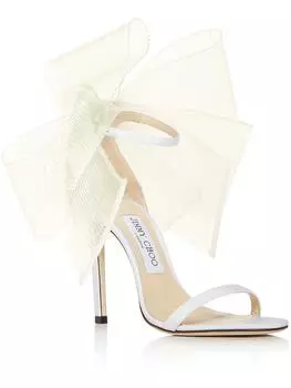 Aveline 100 Женские туфли с бантом на щиколотке Jimmy Choo, цвет latte