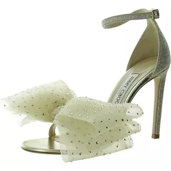 Aveline 100 Женские туфли с бантом на щиколотке Jimmy Choo, цвет ice/ivory