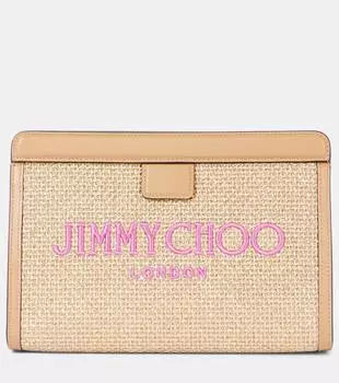 Avenue Маленькая сумочка с кожаной отделкой Jimmy Choo, Gold/Fuchsia