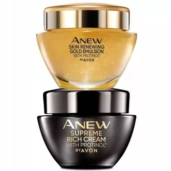 Avon Anew Ultimate, Омолаживающий косметический набор, крем с Protinol Supreme, 50 мл + ночная эмульсия с Protinol, 50 мл