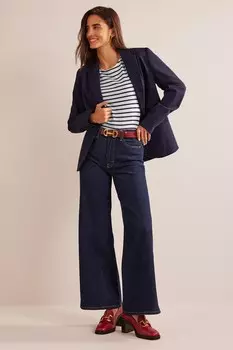 Ава с короткими рукавами и бретонским узором в полоску Boden, синий